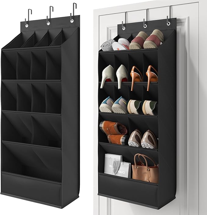 18 Pairs Over the Door Shoe Organizer, Black