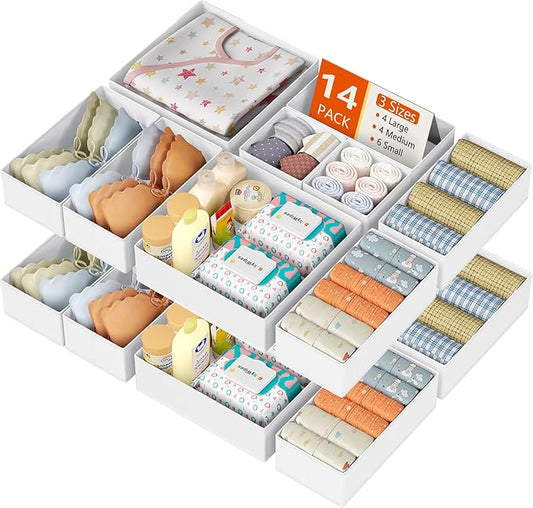 Drawer Organizer Clothes, 14 Pack Dresser Organizer