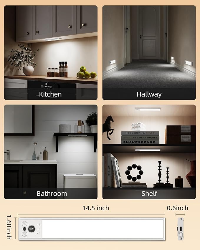 14.5inch Under Cabinet Lighting, LED Motion Sensor Light Indoor