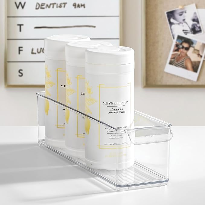 iDesign Stackable Fridge Storage Bin with Handle - Fridge and Freezer Organizer Bin - Set of 3 - Clear