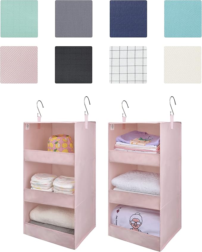 SAYS 3 Shelf Hanging Closet Organizers and Storage, Pink