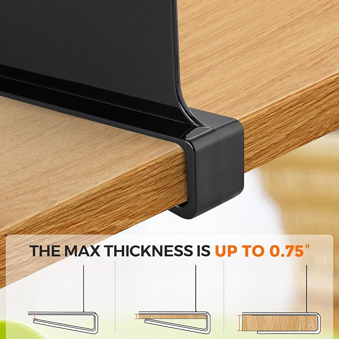 JOY DECOR 6 Pack Acrylic Matte Black Shelf Dividers for Closets Organizer and Storage Adjustable Vertical Wood Shelf Closet Separators for Clothes,Book,Bags in Bedroom and Kitchen