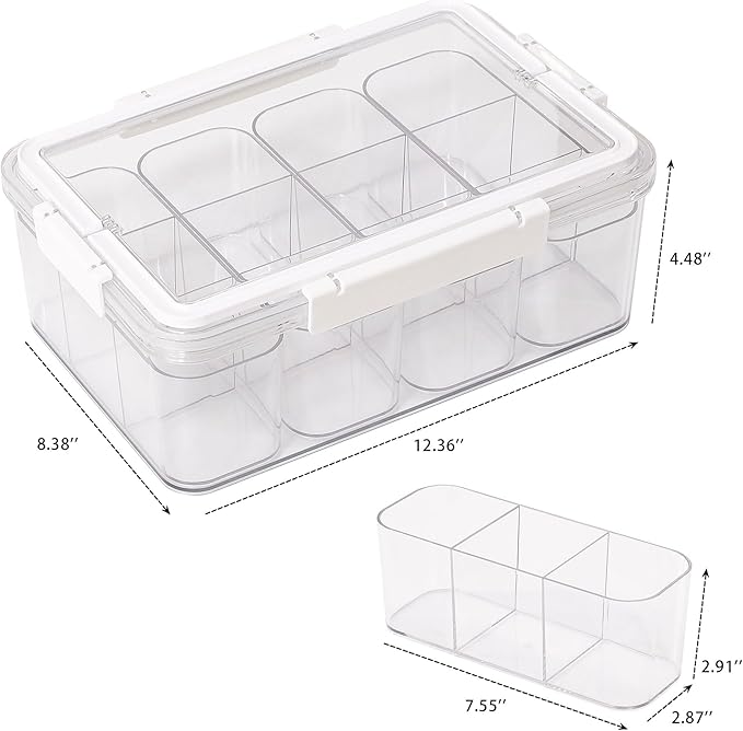 Large Cable Storage Box with Lid, Plastic Power Cords Organizer for Desk Drawer