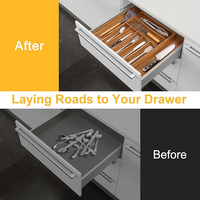 Large Premium Acacia Silverware Organizer