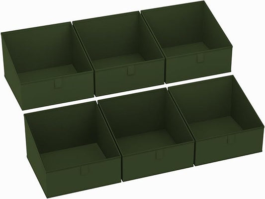 Closet Storage Bins 6 Pack, Fabric Trapezoid Closet Organizer Bin, Green