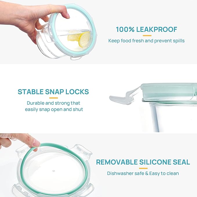 5Pack 24oz Glass Storage Containers with Lids