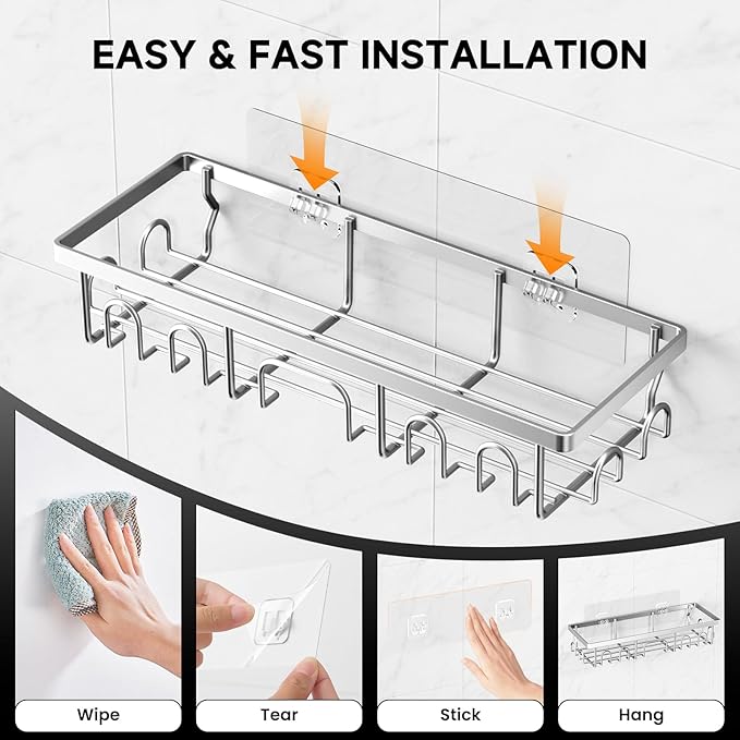 Shower Caddy, 3 Pack Shower Shelves for Inside Bathroom, Silver