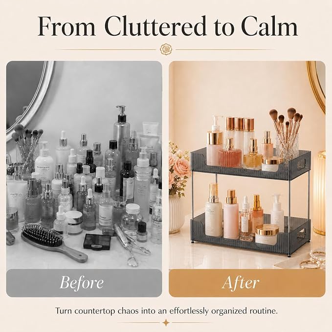 Bathroom Counter Organizer, Multi-Purpose Cosmetics Skincare Shelf