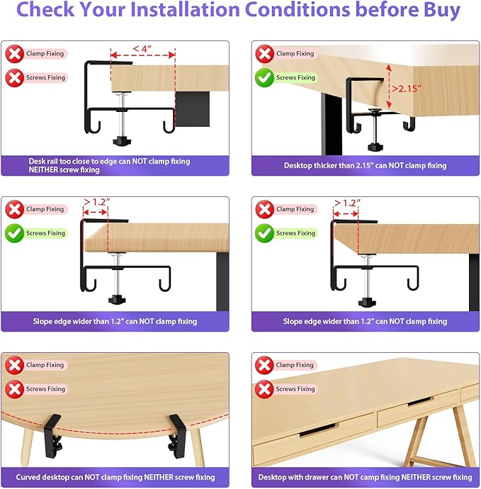 Univivi No Drill Under Desk Cable Management Tray, 48" Cord Organizer for Table, Clamp/Screw Mount Desk Cable Management, Premium Fabric Cable Management Tray for Office, Home (Extra Large)