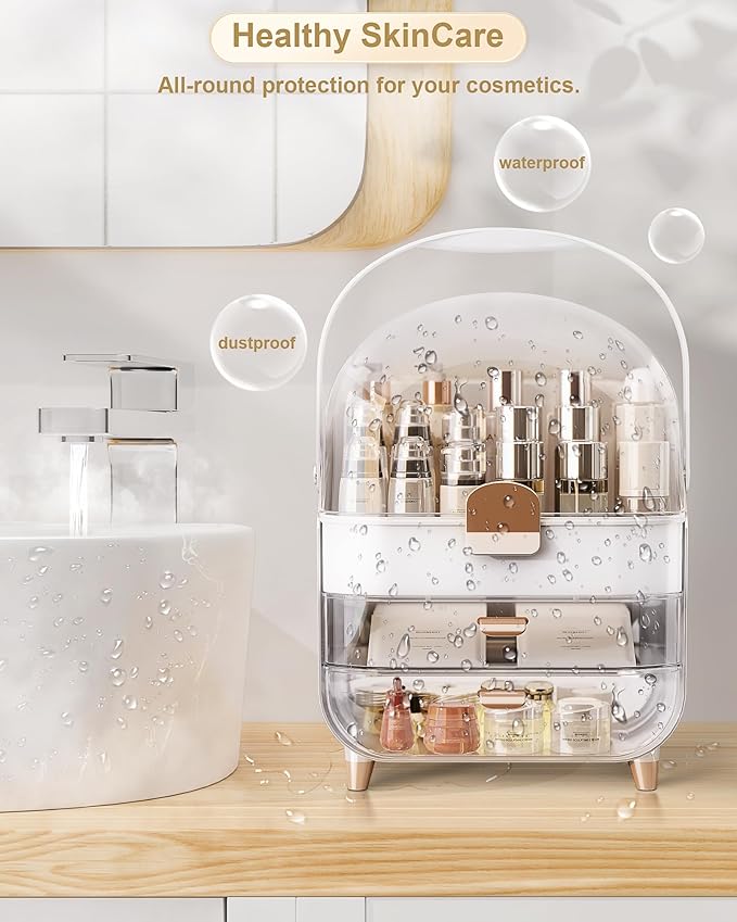 Makeup Organizer Countertop, White/Brush