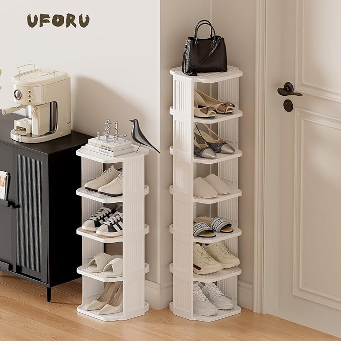 Vertical Shoe Rack, 6 Tiers Stackable Shoe Rack for Closet