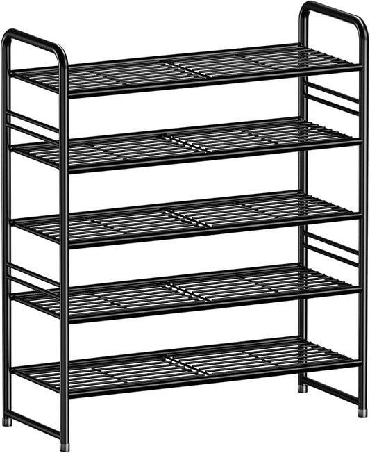 33" Wide Shoe Rack, 5-Tier Shoe Storage Rack for 24-30 Pairs of Shoes