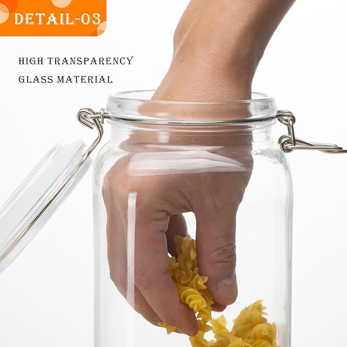 78oz Glass Food Storage Jars with Airtight Clamp Lids, Cookies