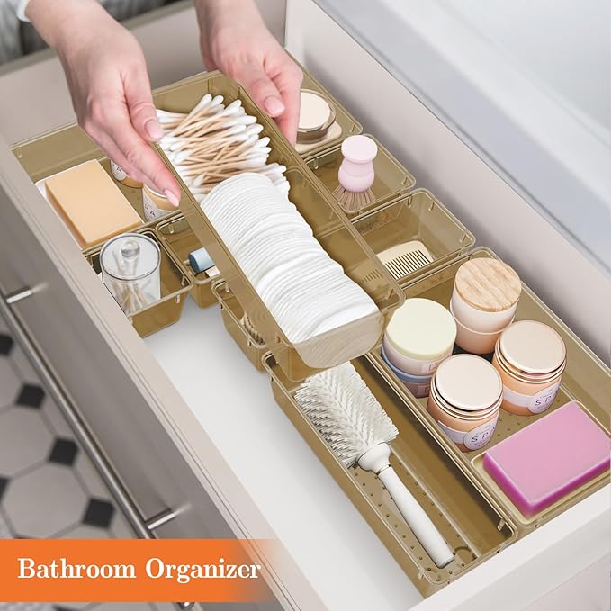 25 PCS Plastic Drawer Organizer Set, Champagne