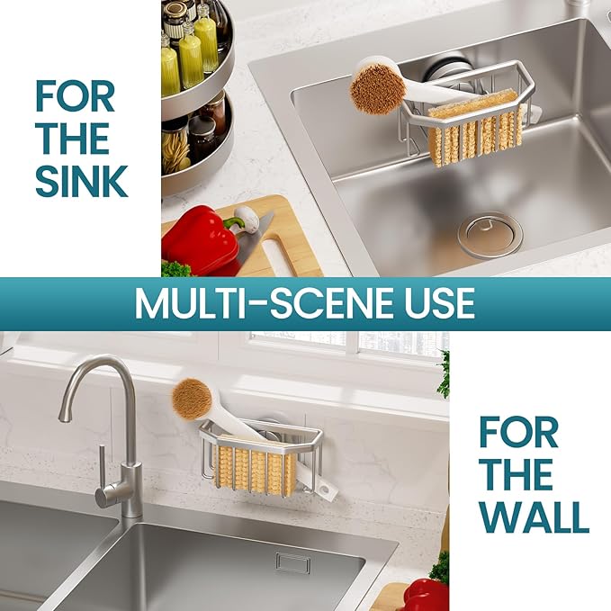 Sponge Holder for Kitchen Sink with Strong Suction Cup Removable