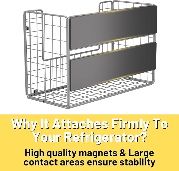 Magnetic Fridge Shelf, Fruit Potato & Onion Storage Bins, 1, Silver