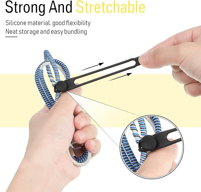Nuanchu 40 Pcs Silicone Cable Ties Reusable Holder Adjustable Straps Multipurpose Charging Cable Organizer for Fastening Charging Cords Wires(4.17 Inch,Assorted Color)