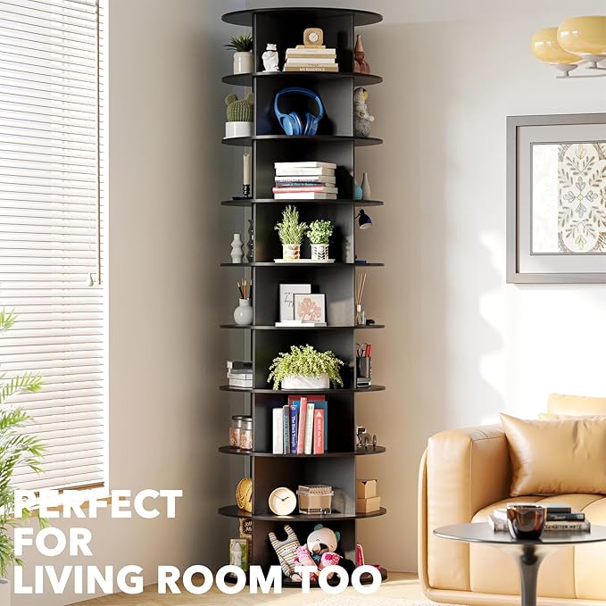 9 Tier Rotating Shoe Rack Tower, Spinning Shoe Display Lazy Susan, 9-Tier Black