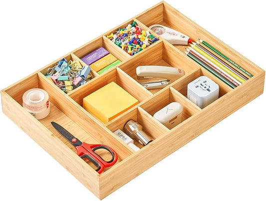 Extra Large Bamboo Desk Drawer Organizer