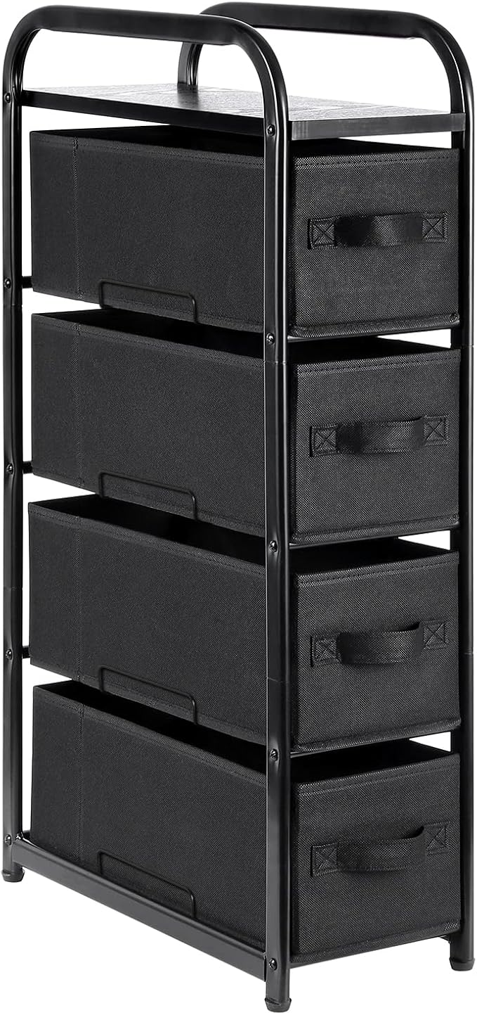Houser 4 Drawer Narrow Dresser Fabric Storage Tower Vertical Slim Storage Chest