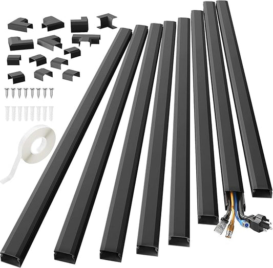 125in Cord Hider, Large Cord Covers for Wires on Wall, Black