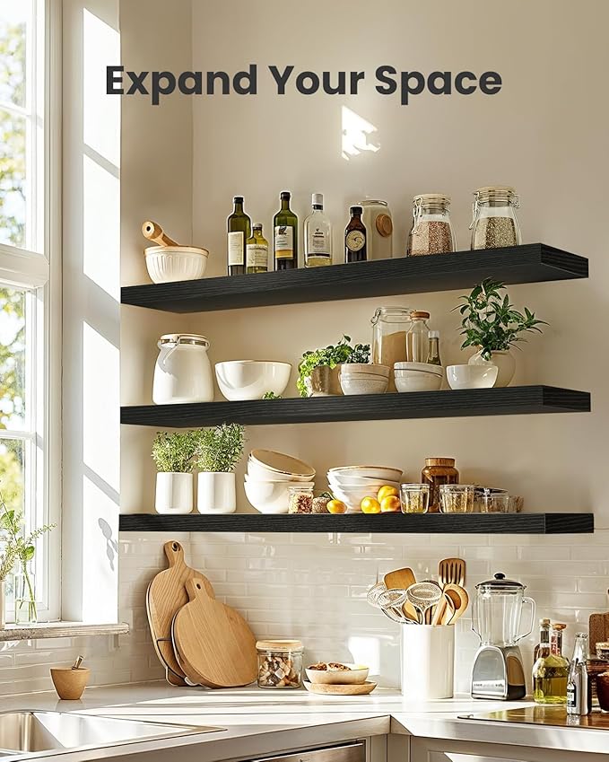 HOMEFURNISHING Floating Shelves, Wall Shelves for Living Room, Bedroom, Bathroom