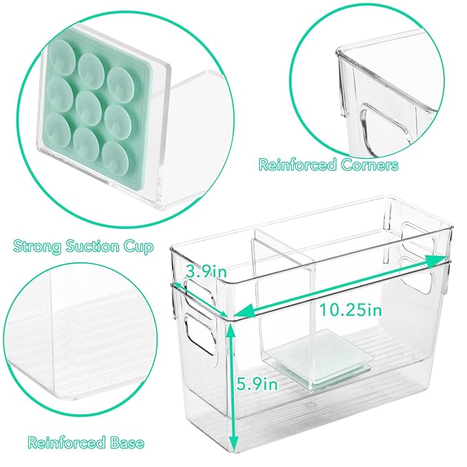 Ugotfeels Breastmilk Storage Container with L Shaped Separator Boards, Dividers Will Flatten Standing Breast Milk Bags in Organizer Bins Save Refrigerator Space | 2 Containers - Green
