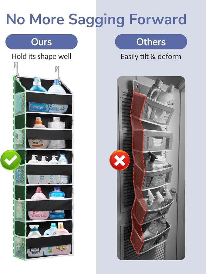 1 Pack Over The Door Organizer, 5 Shelf Door Organizer Hanging & 10 Side Pockets