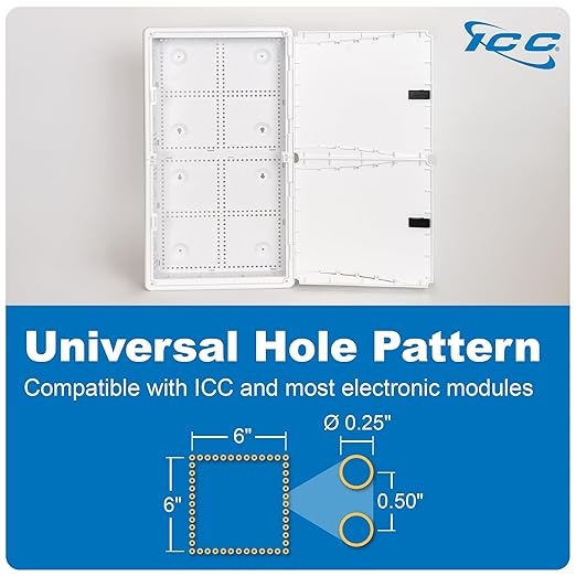 ICC 28” Plastic Structured Wiring Enclosure with Cover, Includes 3 Connectivity Modules (CAT6 8-Port PoE++ Module, 1x8 Bridged Telephone RJ31X Module, 1x6 Video Module), UL Listed, TAA Compliant
