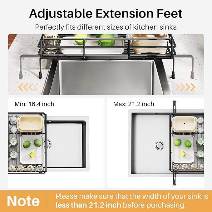 Dish Drying Rack, Extendable Dish Rack, Black