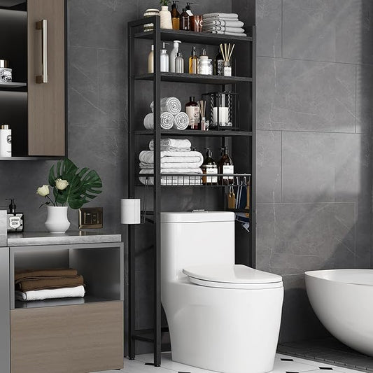 Over-The-Toilet Storage Rack, Pure Black