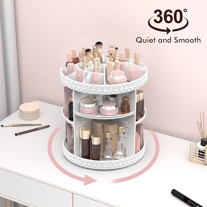 Rotating Makeup Organizer, Adjustable Vanity Organizer