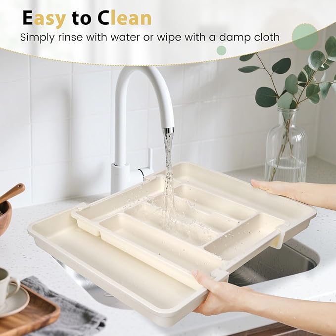 Large Silverware Organizer for Kitchen Drawer & Utensils, Tofu