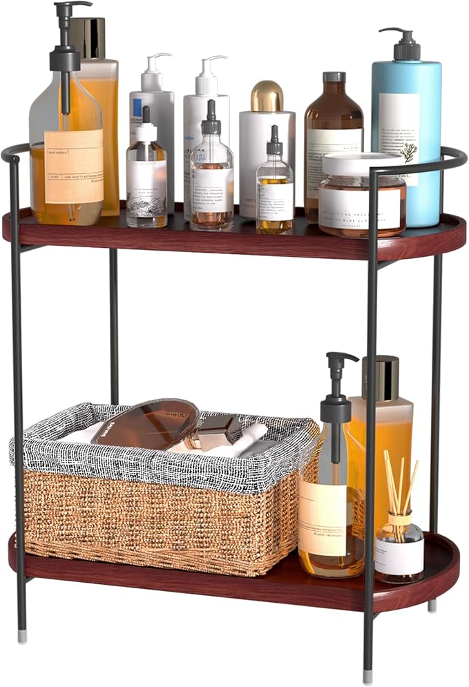 2-Tier Bathroom Counter Organizer, Brown