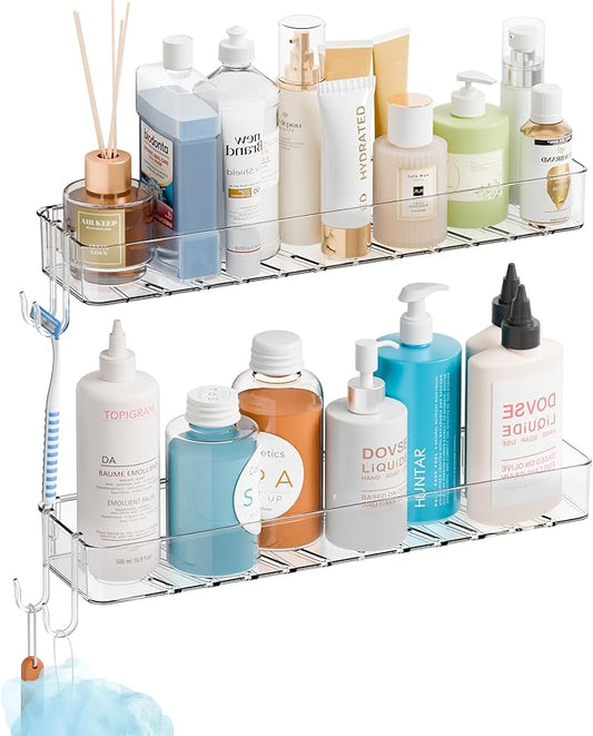 2 Pack Clear in Shower Organizers, Adhesive Shower Caddy