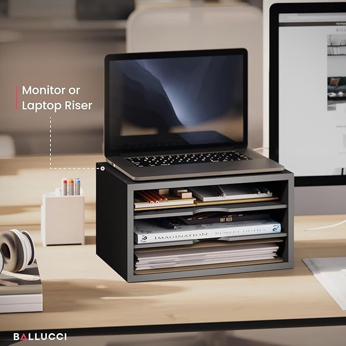 File Organizer, 3-Tier Document Paper Sorter, Black