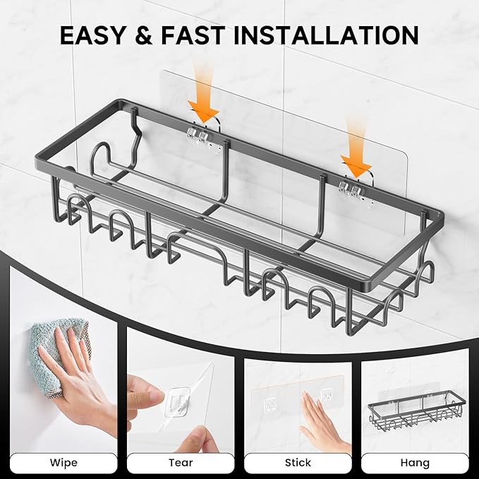 Shower Caddy, 3 Pack Shower Shelves for Inside Bathroom, Grey