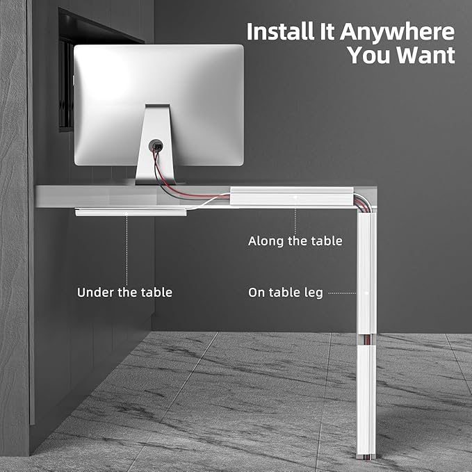 157in Cable Management, Cord Organizer, White