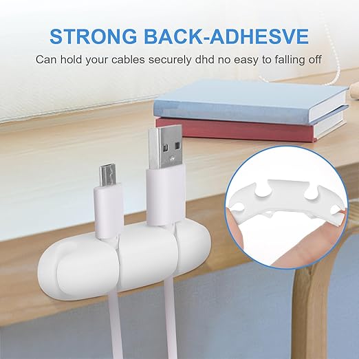 WLLHYF Cable Clips 3PCS Cord Wire Organizer Cable Management Holders 4 Hole Silicone Cable Harness USB Charging Accessory Cable Holder for Office and Home Desk