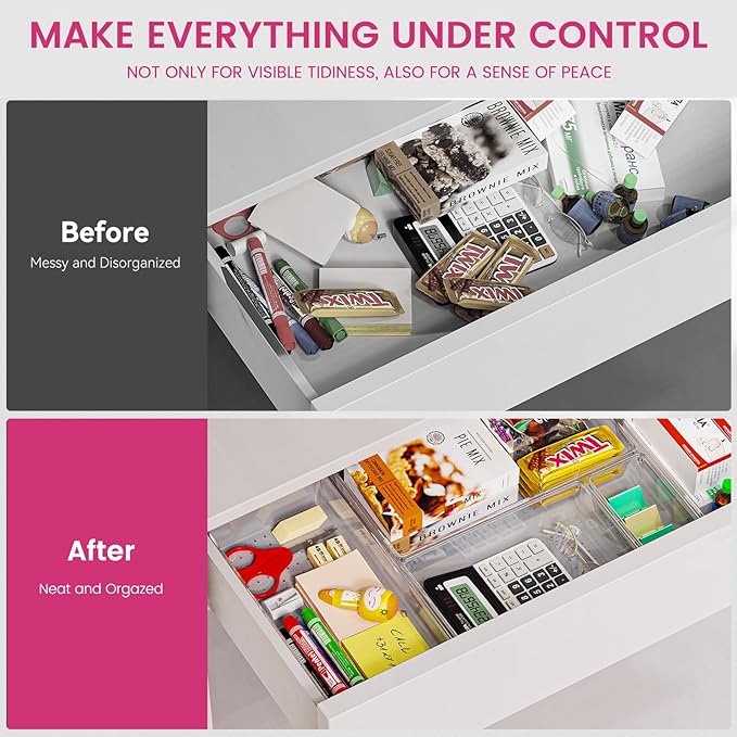 Large Drawer Organizer Bins 26 Pack