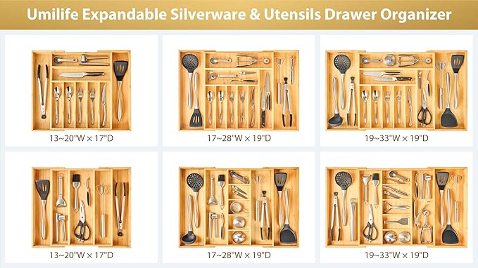 Large Expandable Kitchen Silverware Utensils Drawer Organizer