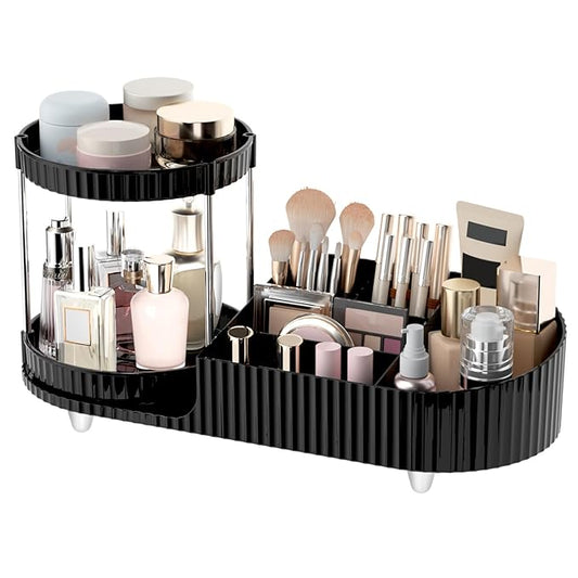 Makeup Organizer Countertop for Vanity with 360 Rotating Perfume Trays