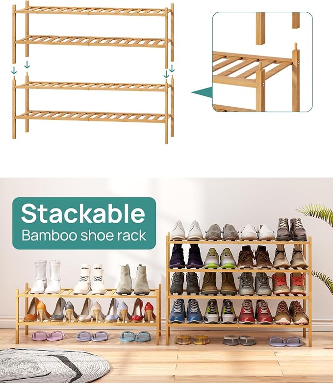 Shoe Rack, 4-Tier Long Shoe Rack for Entryway