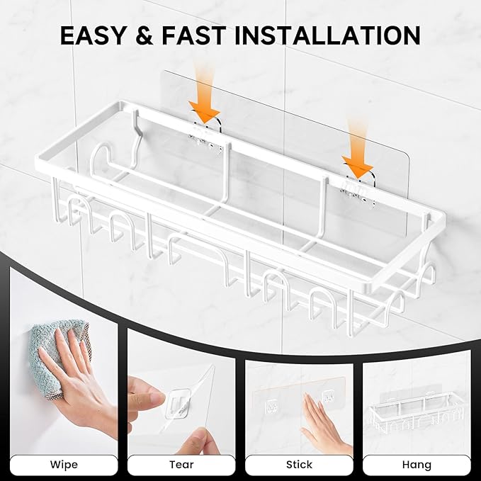 Shower Caddy, 3 Pack Shower Shelves for Inside Bathroom, White