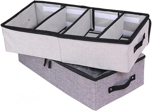 2 Packs Foldable Under Bed Clothes Organizer with Lids