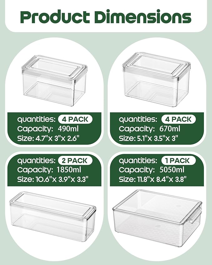 11 Pack Refrigerator Organizers and Storage, Stackable Fridge Organizer Bins