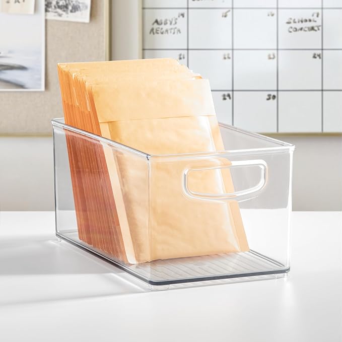Stackable Clear Plastic Bin, 6-Pack