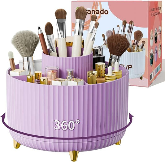 Fanado 360° Rotate Makeup Brush Holder Organizer, Purple