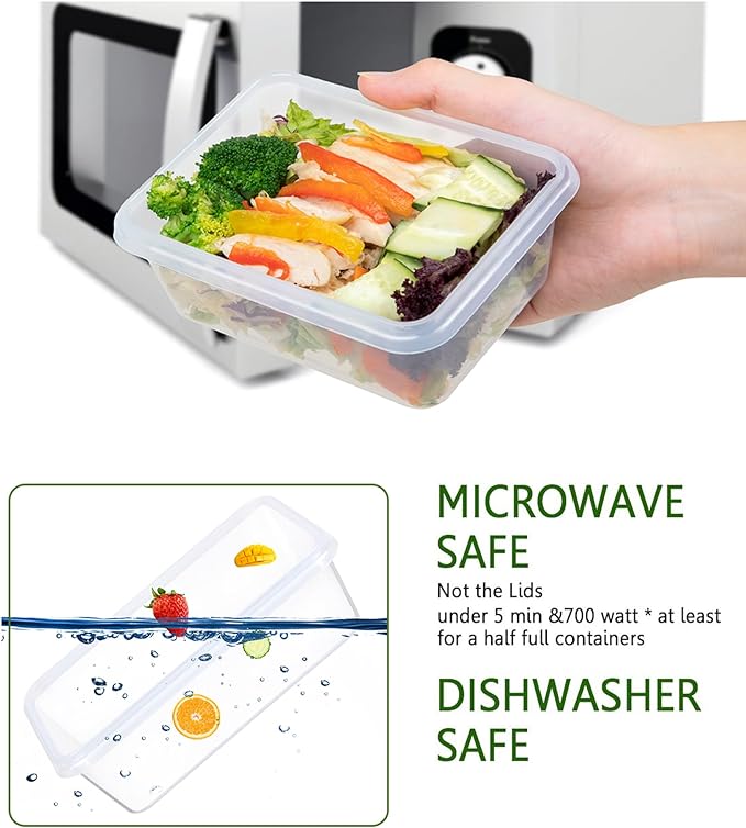 FOOYOO 32 Piece Food Storage Container with Lids (16 Containers + 16 Lids) - Plastic Food Containers with Lid, Airtight Leak Proof Snap Lock, BPA Free Storage Containers
