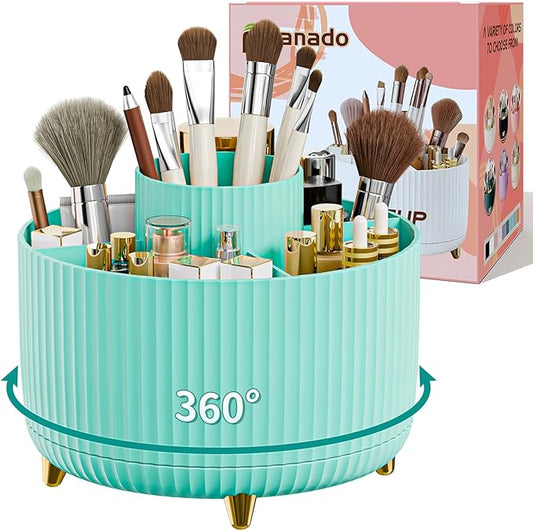 Fanado 360° Rotate Makeup Brush Holder Organizer, Mint Green